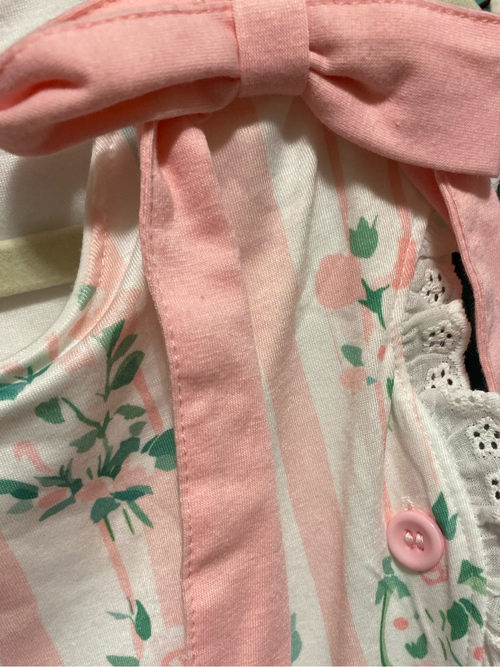 Abby & Evie Floral Dress Shoulder Bows Side Buttons With Eyelet Trim NWT Sz 6 - Picture 5 of 6